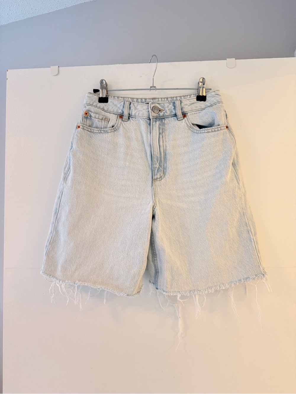Garage Denim Light Wash Longline Bermuda Shorts | Size 01 / 25